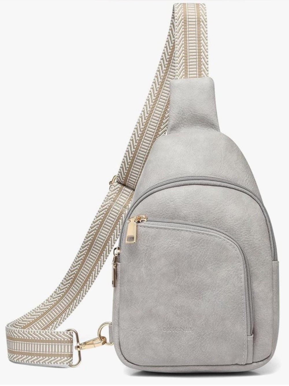 Cluci Sling Crossbody Bag Purse Faux Leather Brushed Gray